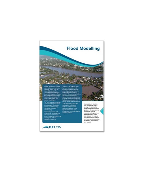 Image of the front page of a TUFLOW flood modelling brochure
