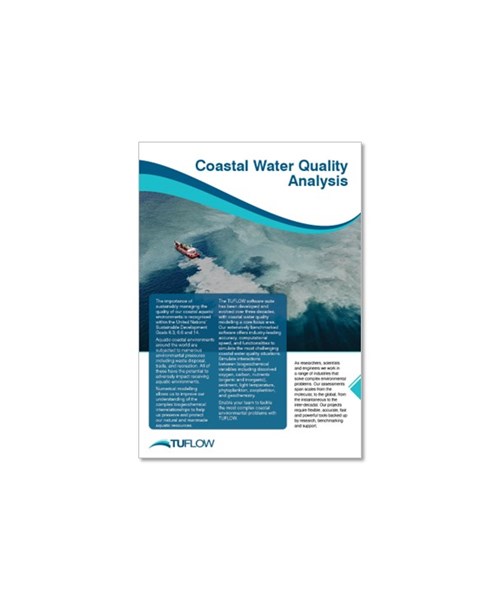 Image of the front page of a TUFLOW coastal water quality analysis brochure
