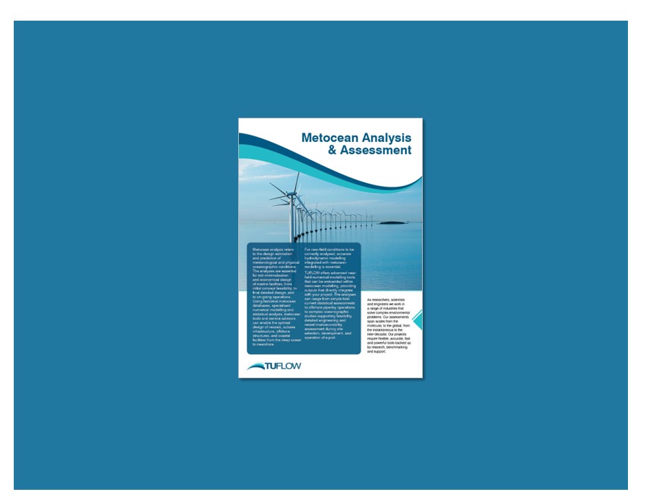 Image of the front page of a TUFLOW metocean analysis and assessment brochure