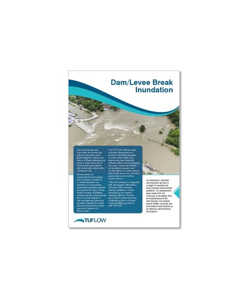 Image of the front page of a TUFLOW dam break brochure