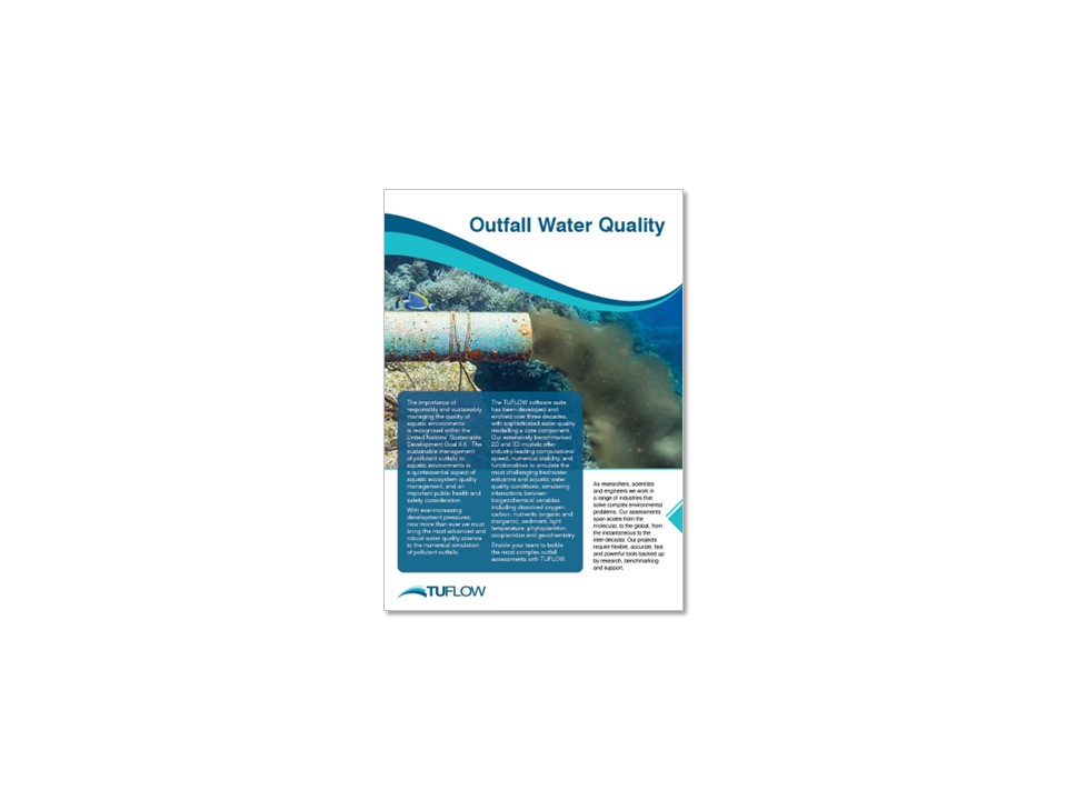 Image of the front page of a TUFLOW outfall water quality brochure