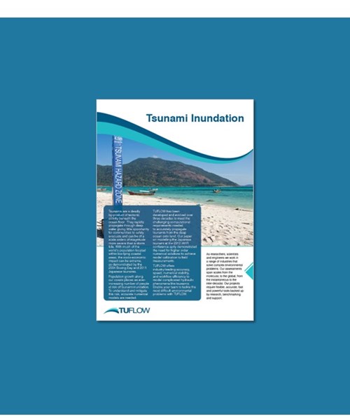Image of the front page of a TUFLOW tsunami inundation brochure