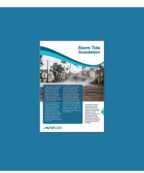 Image of the front page of a TUFLOW stormtide inundation modelling brochure